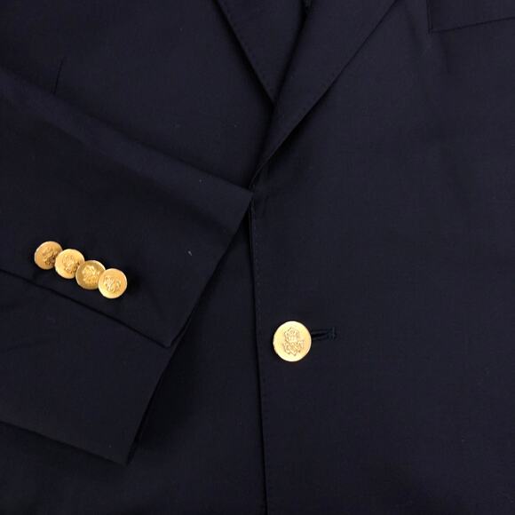 Jos A Bank Signature Gold Mens Size 42R Blazer Jacket Classic Navy Gold Buttons - Picture 15 of 16